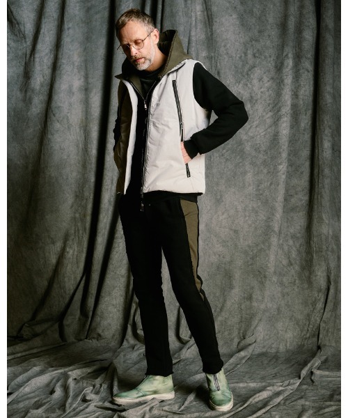 ベスト ジレ solid zip vest メンズの画像