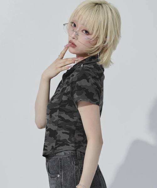 ANAP（アナップ） tシャツ カモフラ ダブルジップ トップス レディース