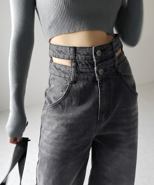 「me+em select」 デニムパンツ LARGE ブルー レディース_画像2