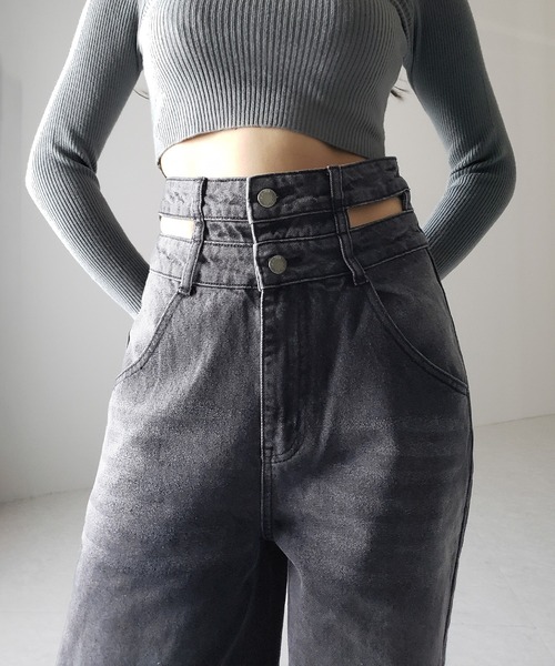 「me+em select」 デニムパンツ LARGE ブルー レディース_画像4