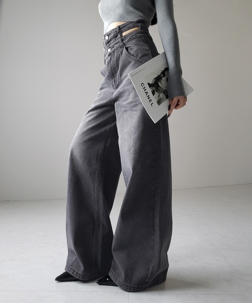 「me+em select」 デニムパンツ LARGE ブルー レディース_画像6