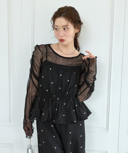 サロペット オーバーオール 「結婚式/オケージョン/低身長サイズ/2サイズ展開」ビジューバルーンサロペット レディースの画像