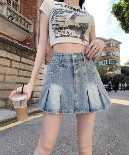 ✨美品✨Von Dutch Y2K プリーツミニスカート デニム ギャル M デニムスカート Y2Kスタイル ヴィンテージウォッシュ プリーツ