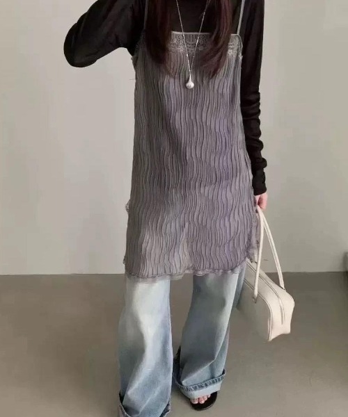 CHUN CHUN NOTES キャミソール 26SS/シアープリーツレースキャミ