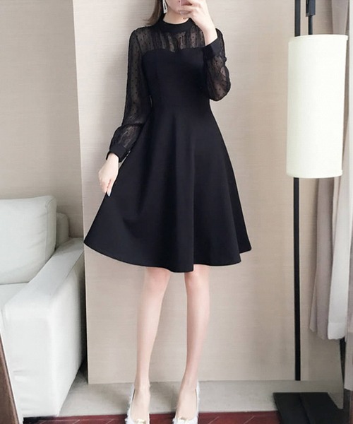 「center i」 長袖ワンピース MEDIUM ブラック レディース_画像2