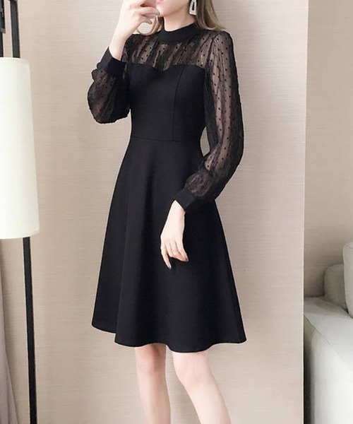 「center i」 長袖ワンピース MEDIUM ブラック レディース_画像3