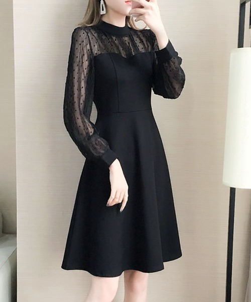 「center i」 長袖ワンピース MEDIUM ブラック レディース_画像5