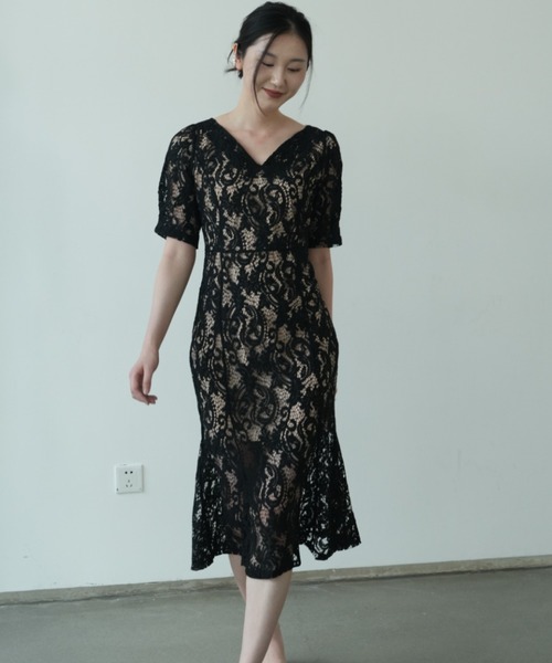 「Forcement」 半袖ワンピース X-LARGE アイボリー レディース_画像6