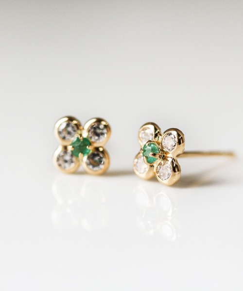 ピアス カラーストーン フラワー ピアス | K18 レディースの画像