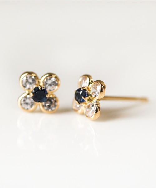 ピアス カラーストーン フラワー ピアス | K18 レディースの画像