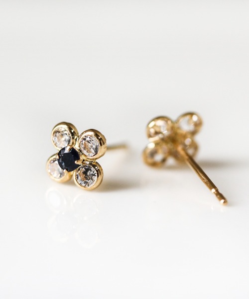 ピアス カラーストーン フラワー ピアス | K18 レディースの画像