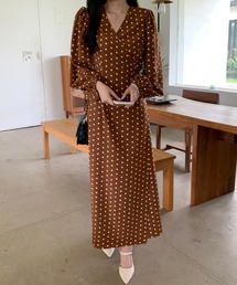 ABITOKYO ワンピース ドット柄カシュクールロングワンピース