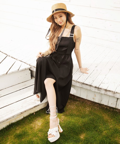 SPIRAL GIRL ブラックハイヒールサンダル SPIRALGIRL サンダル 編み込みストラップサンダル レディース