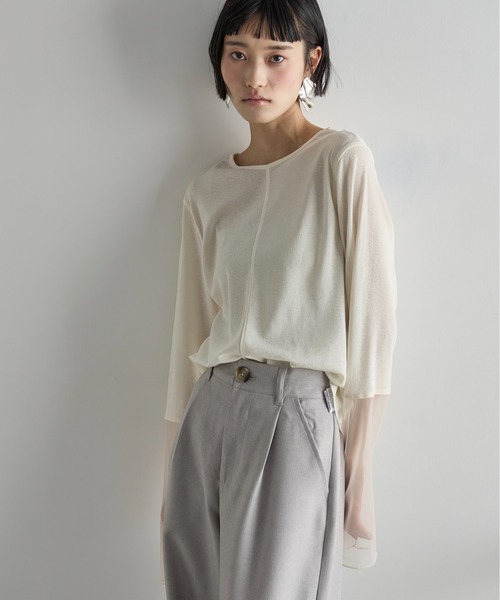 THE Yon tシャツ チュール切替シアートップス レディース