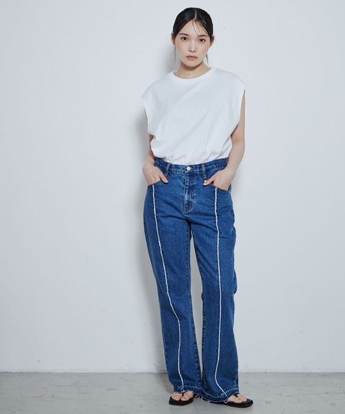 THE STANDARD ジーンズ WEGO/フリンジフレアデニムパンツ メンズ