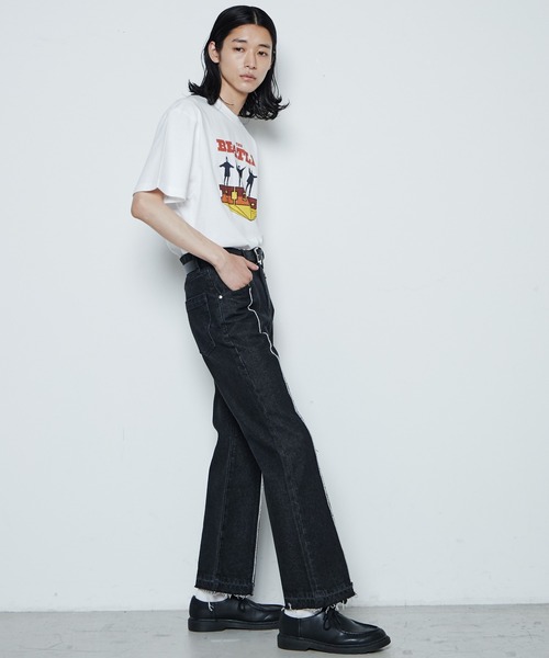 グラッドニュース　サイドフリンジ付フレアデニムパンツ THE STANDARD ジーンズ WEGO/フリンジフレアデニムパンツ メンズ