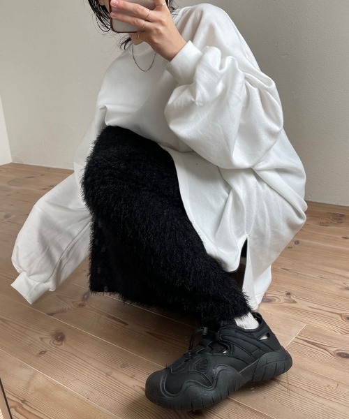 ホームスパン　美品　黒 スカート ゴムウエスト 細コールスカート ダブルポケット homspun | 日々花［ Hibika