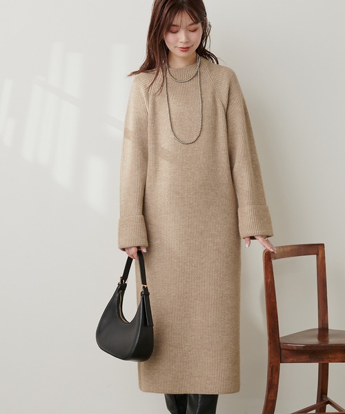 新品未使用品　マヌーシュ　ワンピース　ニット　チュニック　ワンピース セール】 【洗える】TWマットクロス ワンピース （ロング・マキシ丈