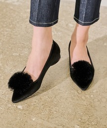 バレエシューズ パンプス ビッグポンポンポインテッドバレエ