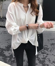 ブラウス シャツ 「綺麗めコーデに」Vネック ドルマン ドレープシャツ