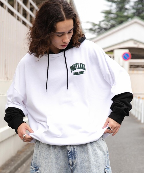 WEGO（ウィゴー） パーカー WEGO/レイヤードスリーブスウェパカ メンズ