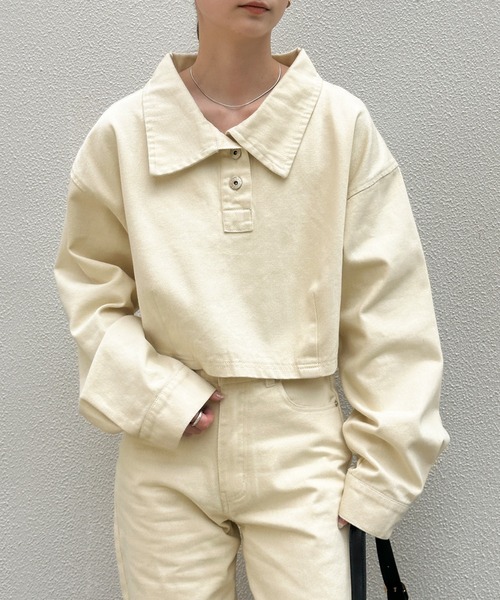 select MOCA（セレクトモカ） ハーフボタンデニムショートトップス