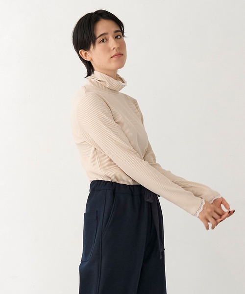 tシャツ Tシャツ レースハイネックリブカットソー レディース 