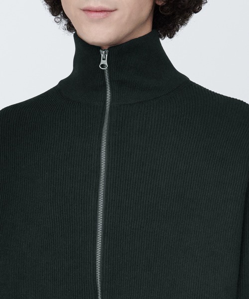 無印良品（MUJI） カーディガン 紳士 洗える畦編みフルジップ