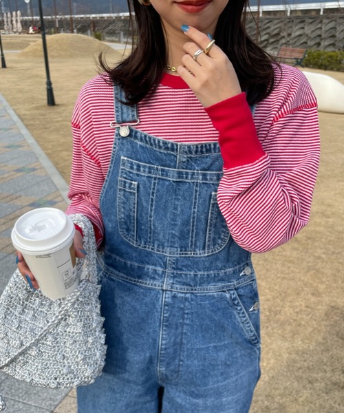 tシャツ 「HEALTHKNIT/ヘルスニット」 別注 クルーネック ワッフルボーダーTシャツ レディース Healthknit tシャツ 「HEALTHKNIT/ヘルスニット」 別注 ヘンリー