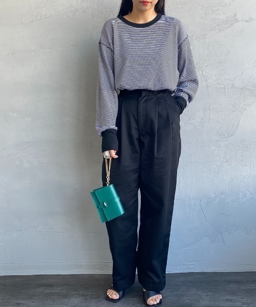 tシャツ 「HEALTHKNIT/ヘルスニット」 別注 クルーネック ワッフルボーダーTシャツ レディース Healthknit tシャツ 「HEALTHKNIT/ヘルスニット」 別注 ヘンリー