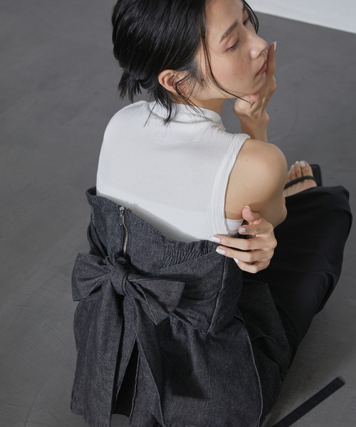 ベスト ジレ Firsthand/ファーストハンド リボンデニムビスチェ レディース Firsthand ベスト ジレ Firsthand/ファーストハンド リボン