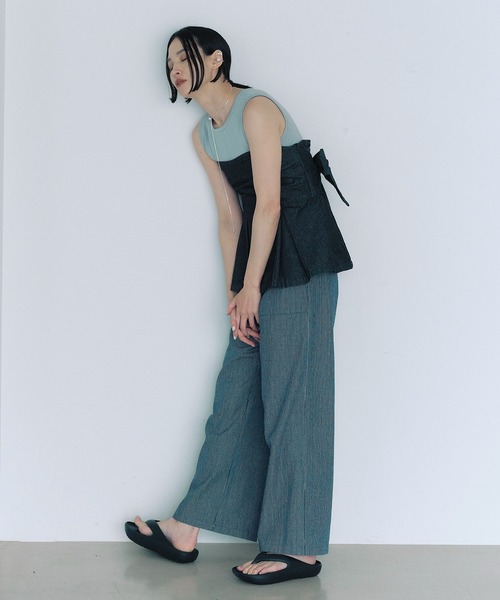 ベスト ジレ Firsthand/ファーストハンド リボンデニムビスチェ レディース Firsthand ベスト ジレ Firsthand/ファーストハンド リボン
