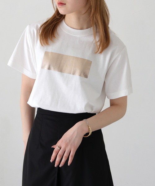 【青空によく映える一枚】HERMES プリント2素材 Tシャツ HER CLOSET tシャツ 「shemoshelly」WEB限定ヴィンテージ箔