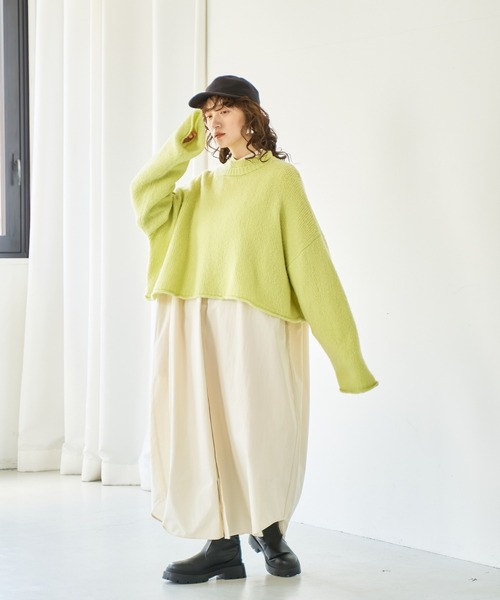 ニット セーター 「WHYTO. / ホワイト」カシミヤワイドスクエアニット レディース WHYTO ニット セーター 「WHYTO./ホワイト」Wネックスクエア