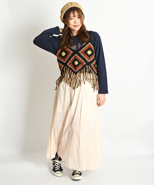 marai キャミソール クロシェ編み ボヘミアン柄 ニットビスチェ