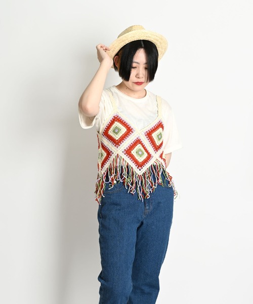 marai（マーライ） キャミソール クロシェ編み ボヘミアン柄 ニット