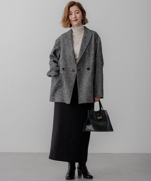 極美品✨ 23区 ヘリンボーンループツイード ジャケット コート 黒　2024年 23区（ニジュウサンク） ジャケット テーラードジャケット