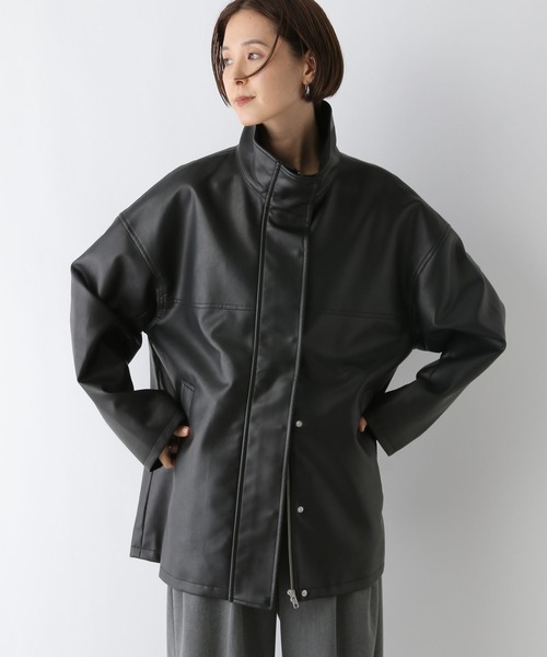 アウター フェイクレザースタンドジャケット 132456 レディース  