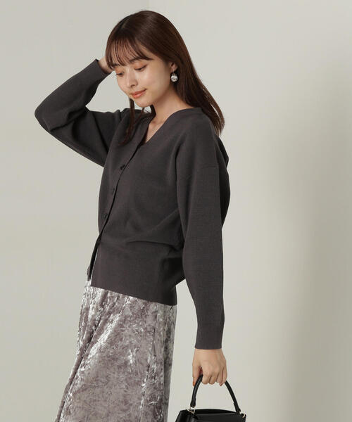 SECOND/LAYER ブラックドロップショルダーカーディガン　ours SECOND/LAYER ブラックドロップショルダーカーディガン ours