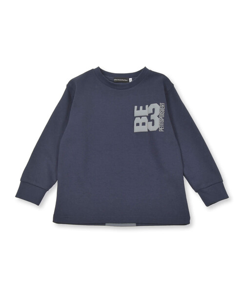 BeBe Petits Pois Vert tシャツ バックラインロゴプリント長袖Tシャツ 