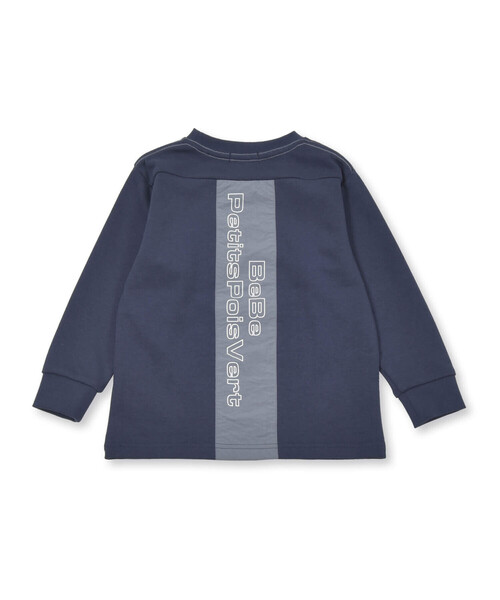 BeBe Petits Pois Vert tシャツ バックラインロゴプリント長袖Tシャツ 
