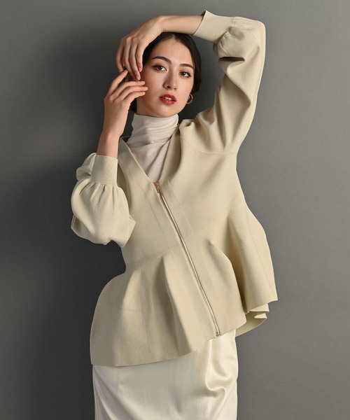 M-premierBLACK オープンフロントニットパーカー　38