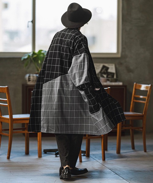 CAMBIO（カンビオ） カーディガン mcg3544- チェック切替ガウン メンズ