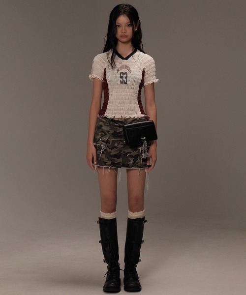tシャツ シャーリング ゲームシャツ風 トップス DT0700「Moromoro2」「2024AW」 レディース Moromoro tシャツ シャーリング ゲームシャツ風 トップス DT0700