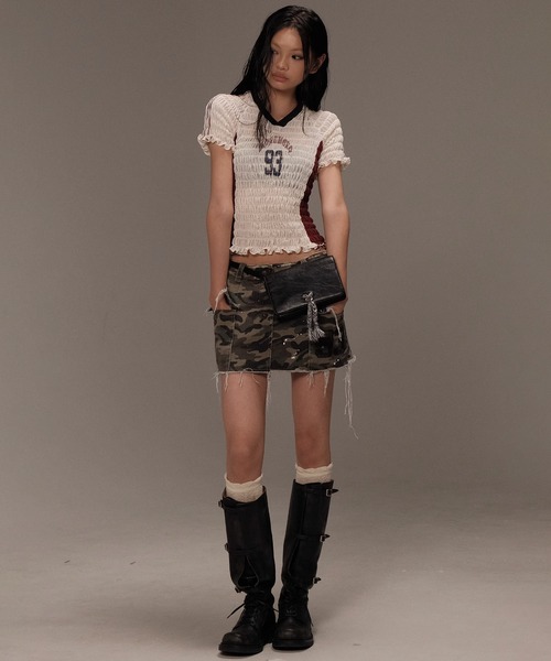 tシャツ シャーリング ゲームシャツ風 トップス DT0700「Moromoro2」「2024AW」 レディース Moromoro tシャツ シャーリング ゲームシャツ風 トップス DT0700