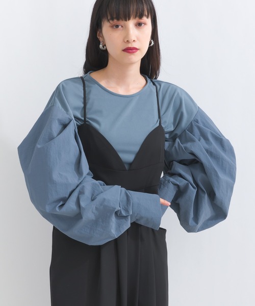 terrace ブラウス シャツ タックカーブスリーブブラウス レディース