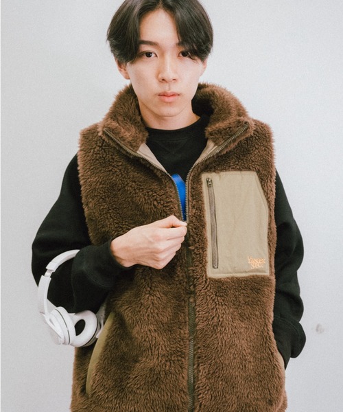 ベスト(YouerSong) Younger Song ベスト ジレ bi-color boa vest メンズ レディース