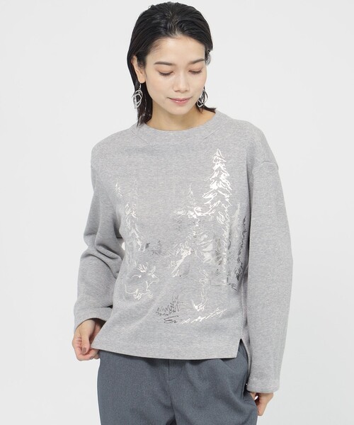 tシャツ 「カタログ掲載品」「ウォッシャブル」ランドスケープラメ裏毛プルオーバーカットソー レディース