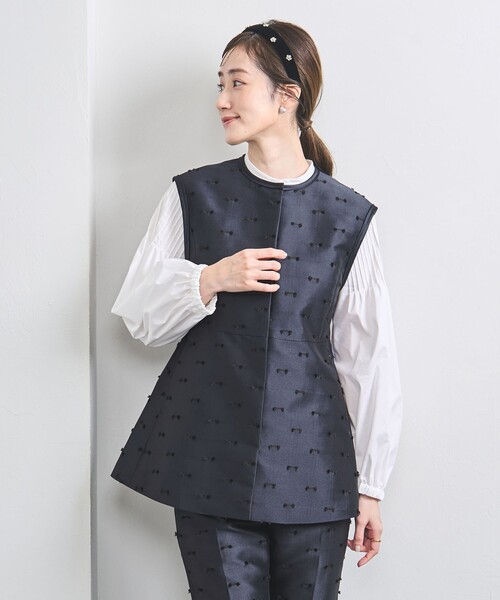 UNITED ARROWS ベスト ジレ リボン カットジャガード レディース 