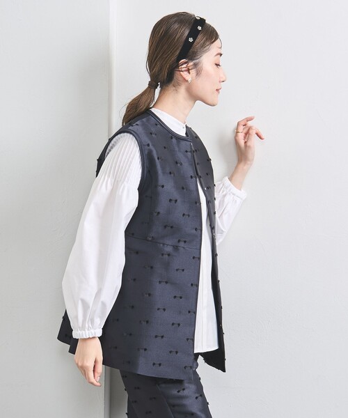 UNITED ARROWS ベスト ジレ リボン カットジャガード レディース 